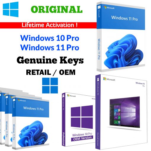 Original Microsoft Windows 10 & Latest Windows 11 Genuine Lifetime Activation Keys OEM Retail Licenses